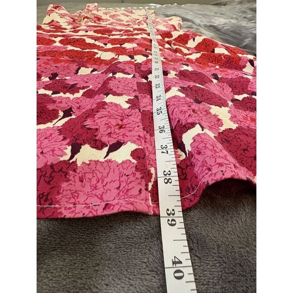 Maggy London Women's Floral Sleeveless A-Line Dress Size 10 Ivory Base Pink Red - Picture 13 of 13